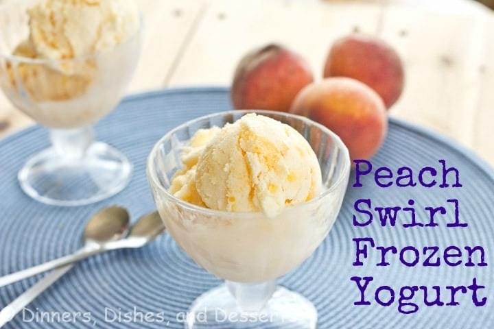 vanilla peach swirl frozen yogurt in a cup