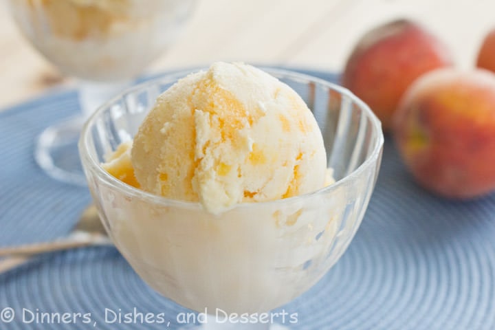 vanilla peach swirl frozen yogurt in a cup