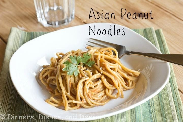 asian peanut noodles on a plate