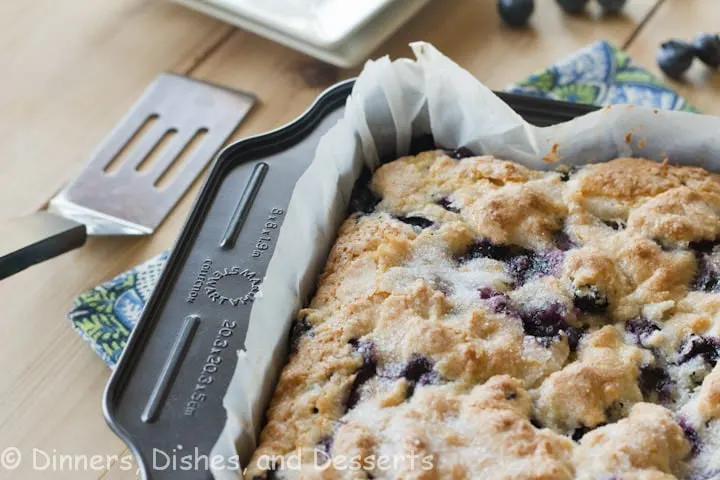 blueberry breakfast cake in a pan
