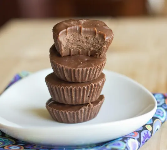 healthy peanut butter cups on a plate