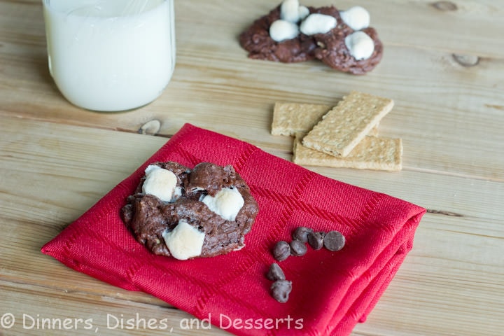 smores brownie cookies on a napkin
