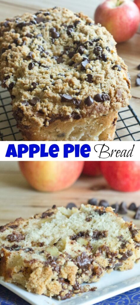 Apple Pie Bread - Tender and moist apple pie bread with chocolate chips, and the most glorious chocolate chip streusel. Perfect for fall.