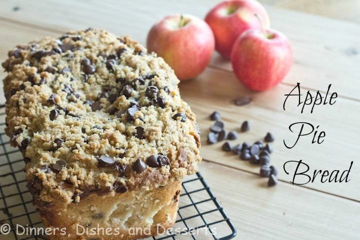 Apple Pie Bread - Tender and moist apple pie bread with chocolate chips, and the most glorious chocolate chip streusel. Perfect for fall.