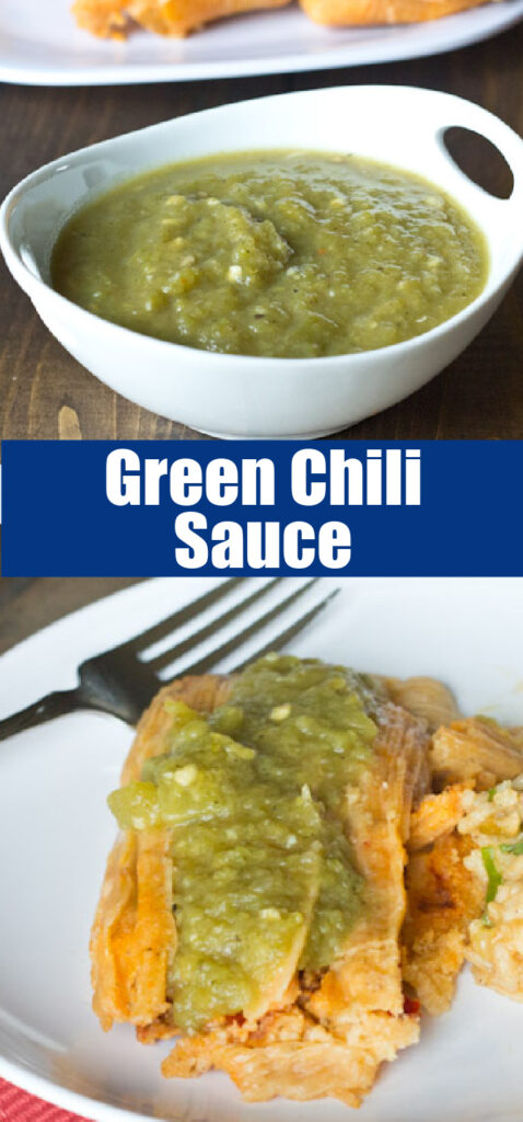 green chili sauce in a white bowl