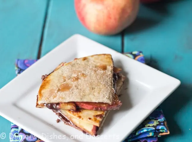 nutella apple quesadilla on a plate