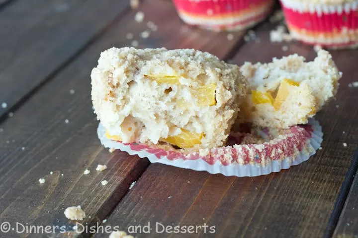 peach cobbler muffins on a table