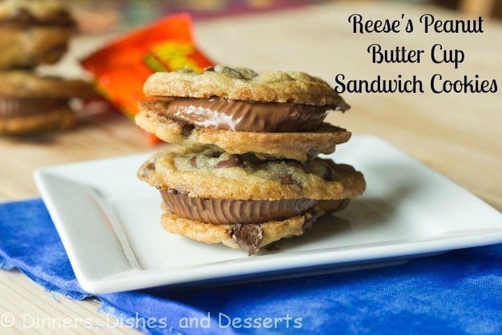 reeses peanut butter cup sandwich cookies on a plate