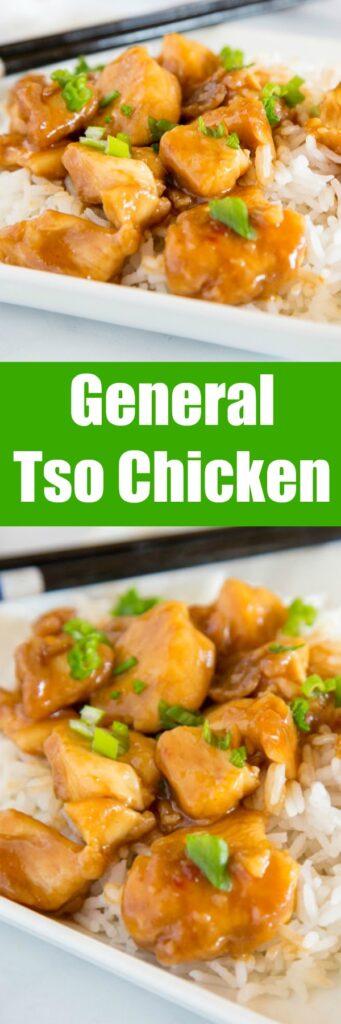General Tso Chicken - this is an easy homemade takeout recipe you can make in just minutes any night of the week.  A lighter version without deep fried chicken, but still so full of flavor with just a little kick. 