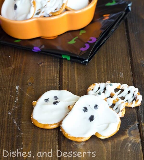 ghost pretzels on a table