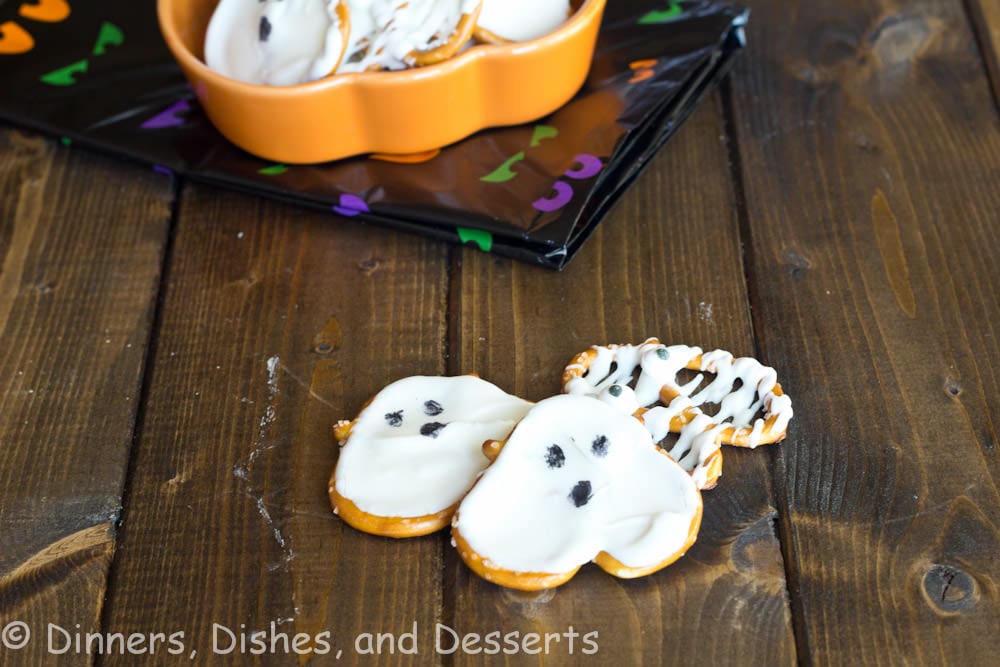 ghost pretzels on a table