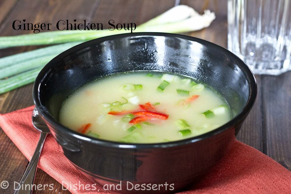 ginger chicken soup in a bowl