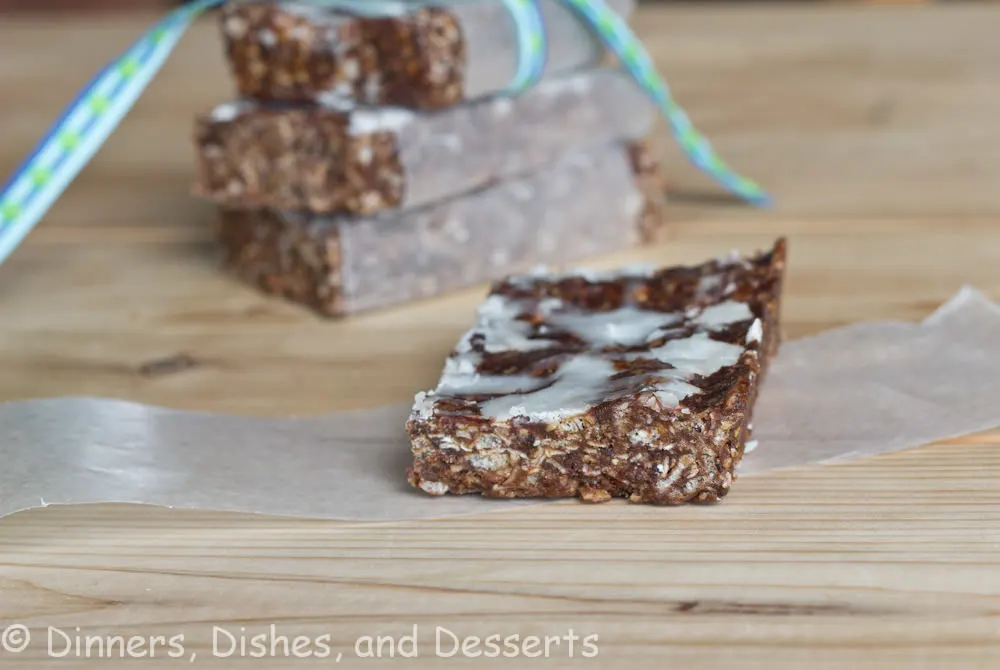 chocolate mint cliff bars on a table