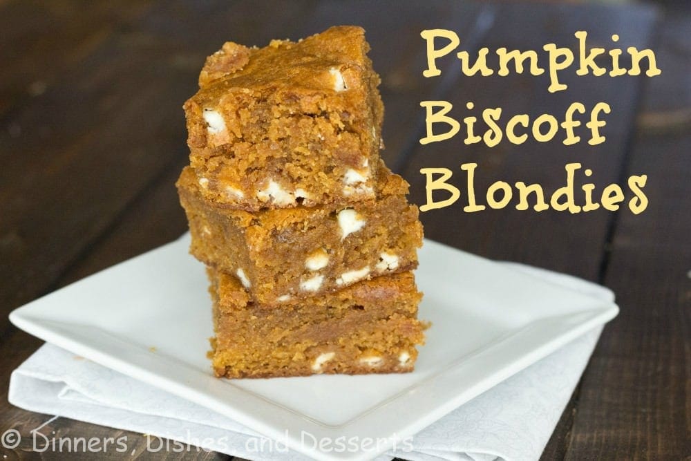 pumpkin biscoff blondies on a plate