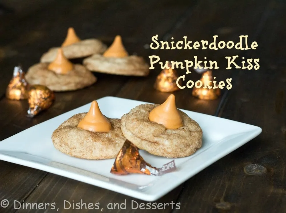 snickerdoodle pumpkin kiss cookes on a plate