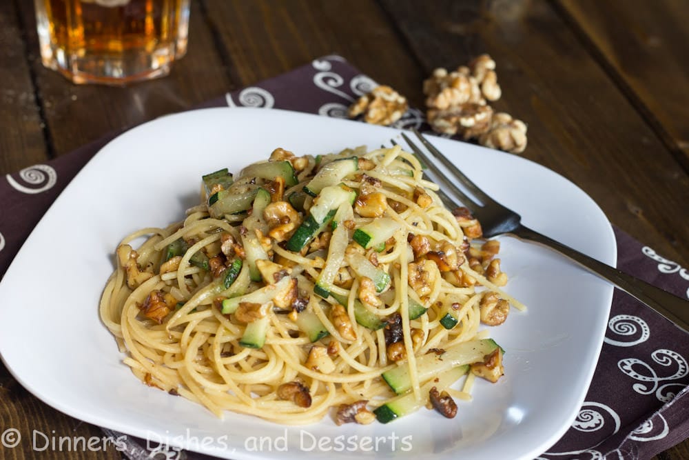 toasted walnut pasta on a plate