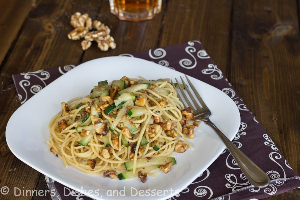 toasted walnut pasta on a plate
