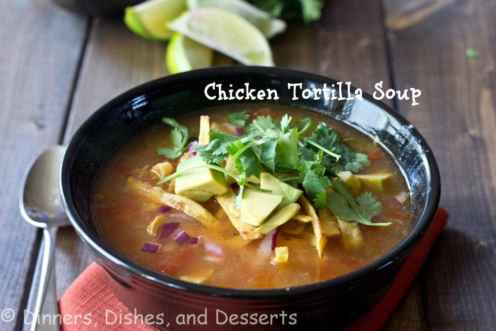 chicken tortilla soup in a bowl