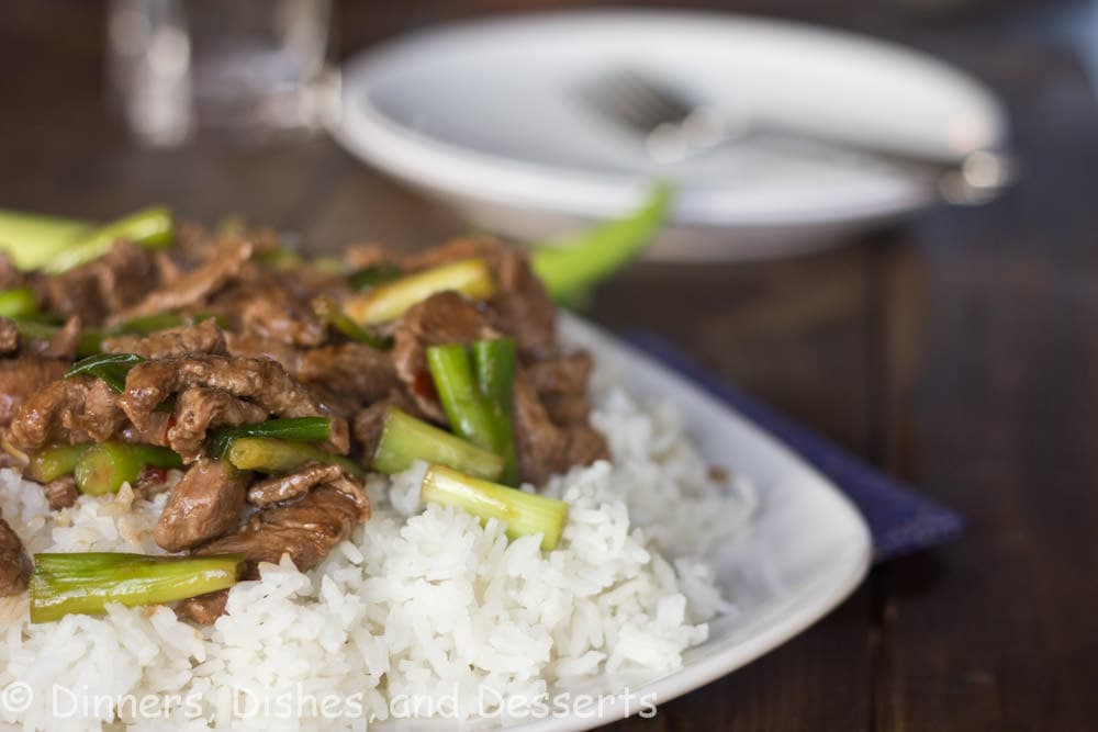mongolian beef on a plate