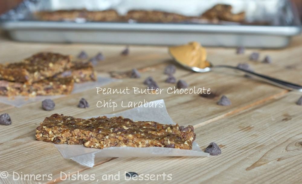 peanut butter chocolate chip larabars on a table