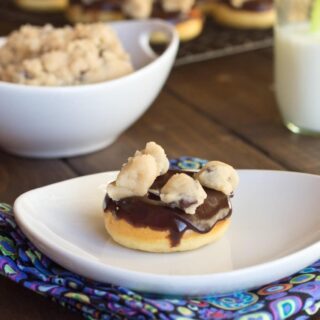 cookie dough mini donuts on a plate