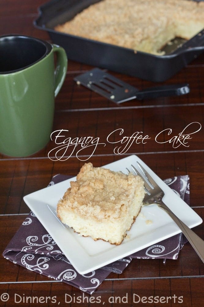 eggnog coffee cake on a plate