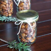garlic rosemary scented almonds in a bowl
