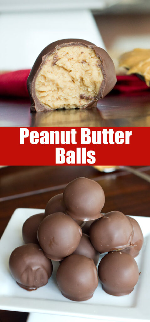 close up chocolate peanut butter balls