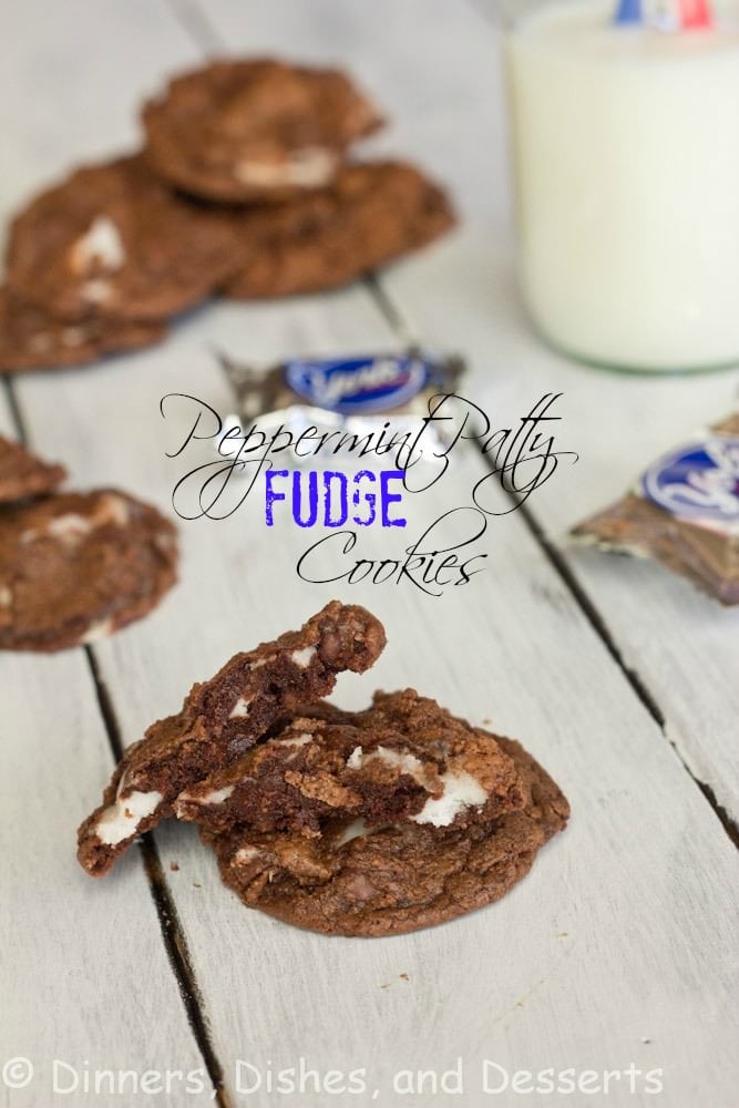 peppermint patty fudge cookies on a table