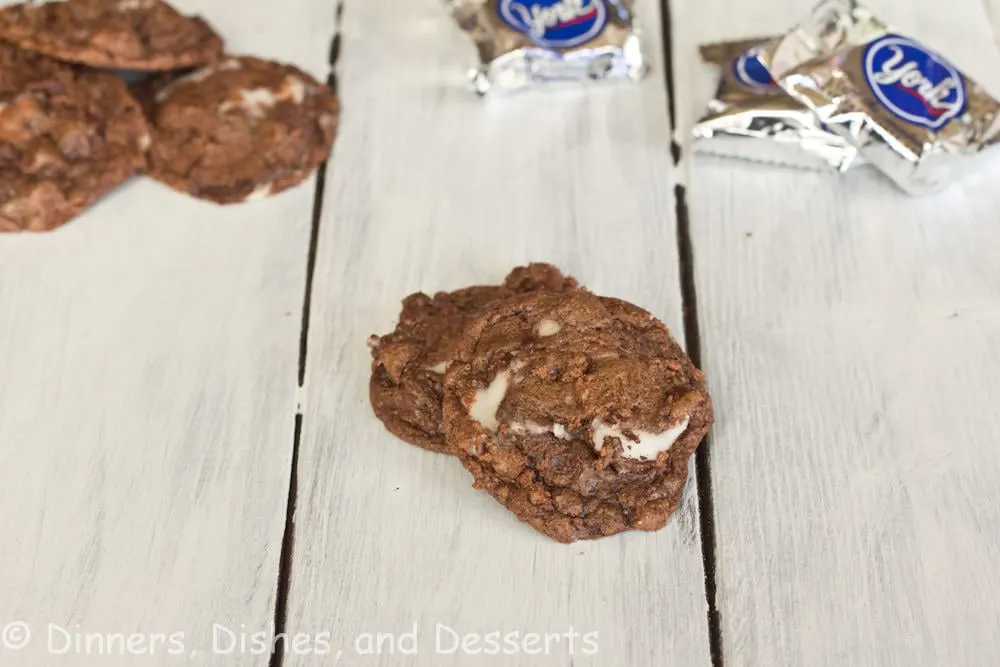 peppermint patty fudge cookies on a table