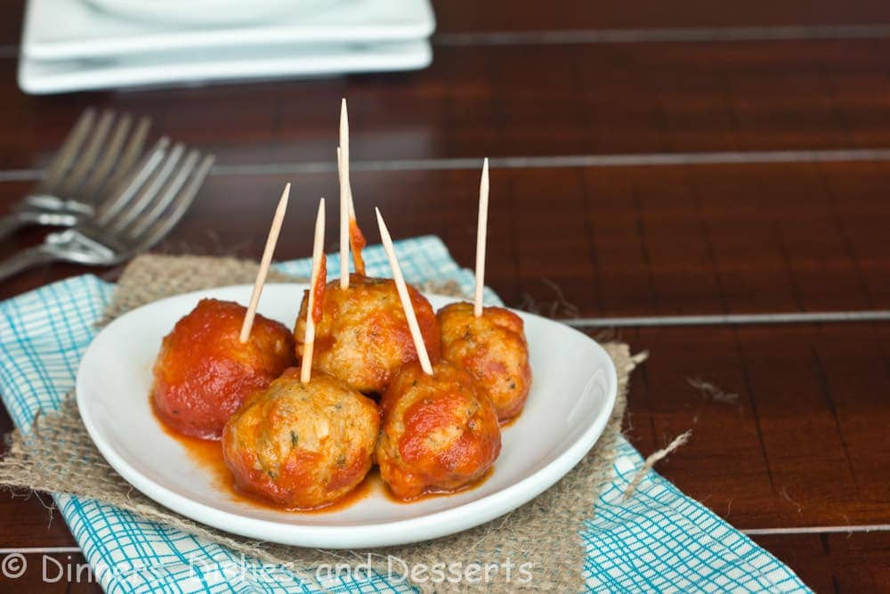 italian chicken meatballs on a plate