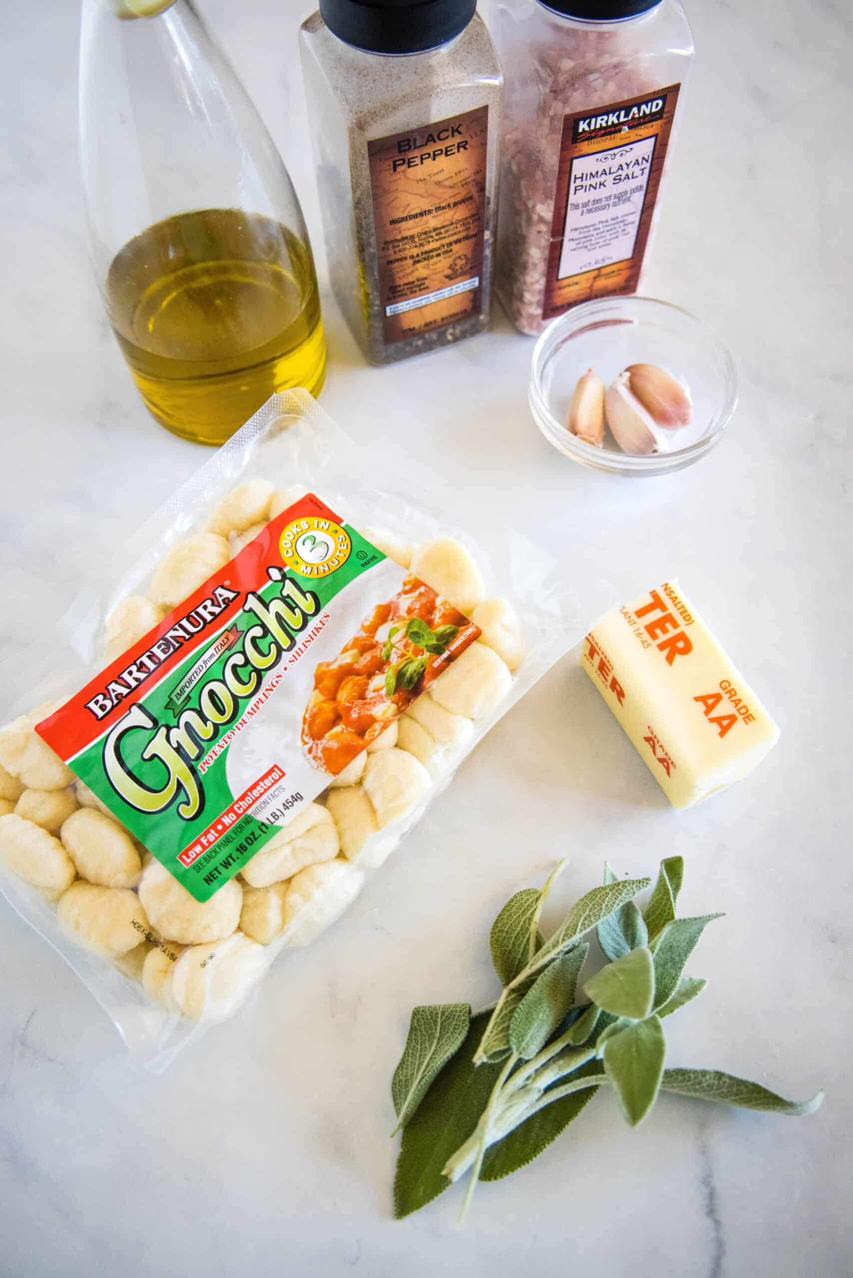 Brown butter gnocchi ingredients.