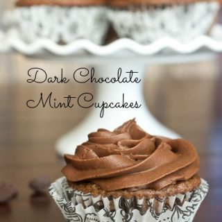 dark chocolate mint cupcakes in wrappers