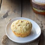 bacon onion and cheddar corn muffins on a plate