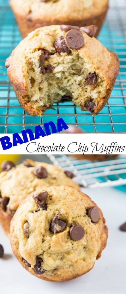 banana chocolate chip muffins labeled pin