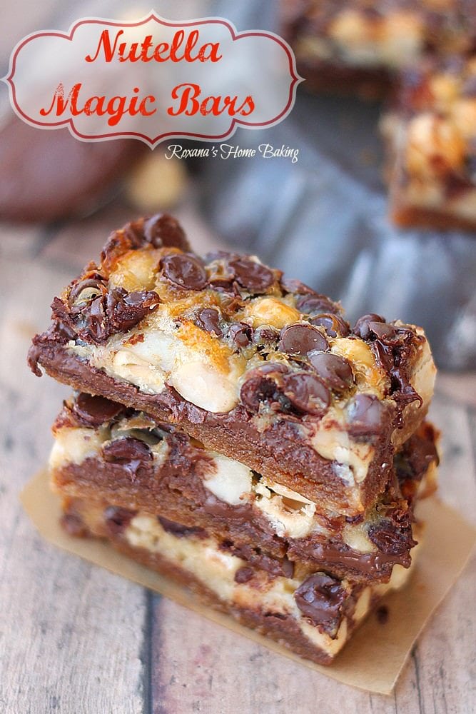 nutella magic bars on a plate