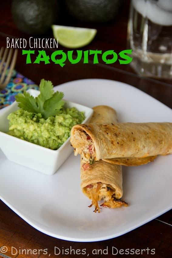 baked chicken taquitos on a plate