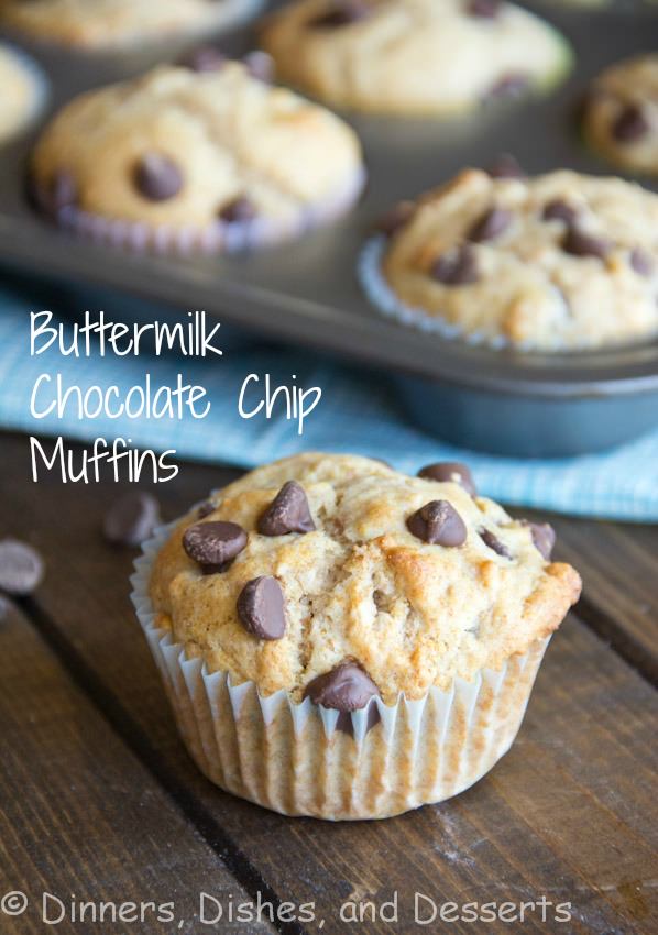 buttermilk chocolate chip muffins on a table