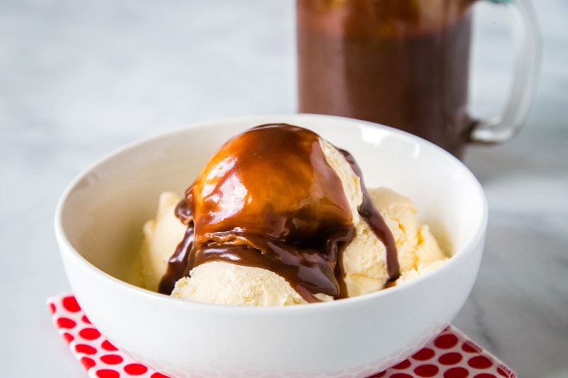 Hot Fudge Sauce - Smooth, velvety and rich chocolate sauce that is the perfect topping for ice cream sundaes! Just a few ingredients and under 15 minutes to make, so much better than store bought!  