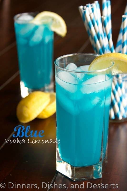 blue vodka lemonade in a cup