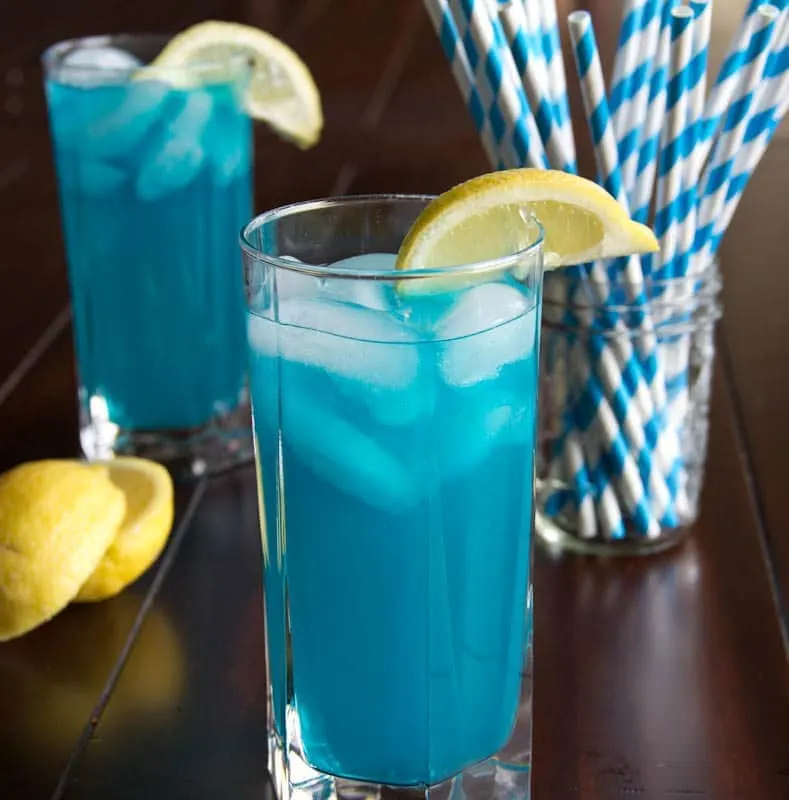 blue vodka lemonade in a cup