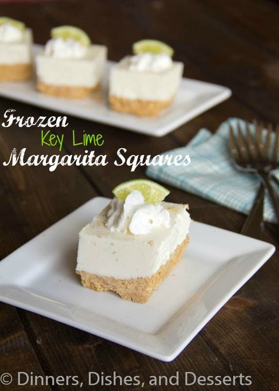 frozen key lime margartia squares on a plate