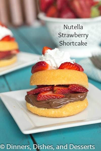nutella strawberry shortcakes on a plate