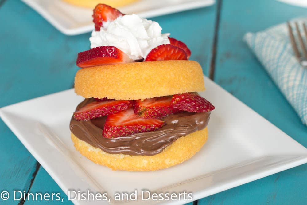nutella strawberry shortcakes on a plate
