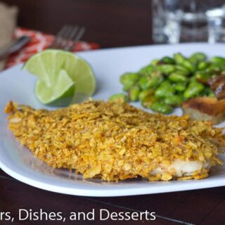 tortilla crusted fish on a plate