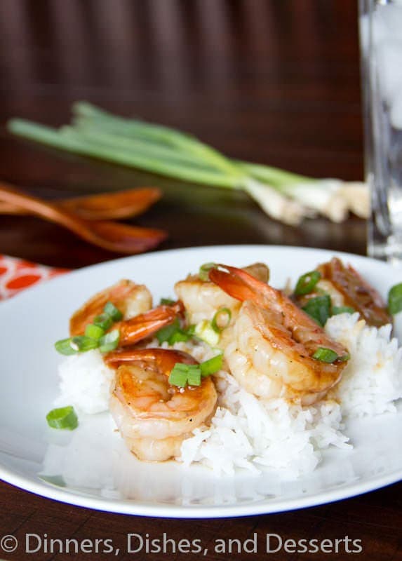 hoisin glazed shrimp on a plate