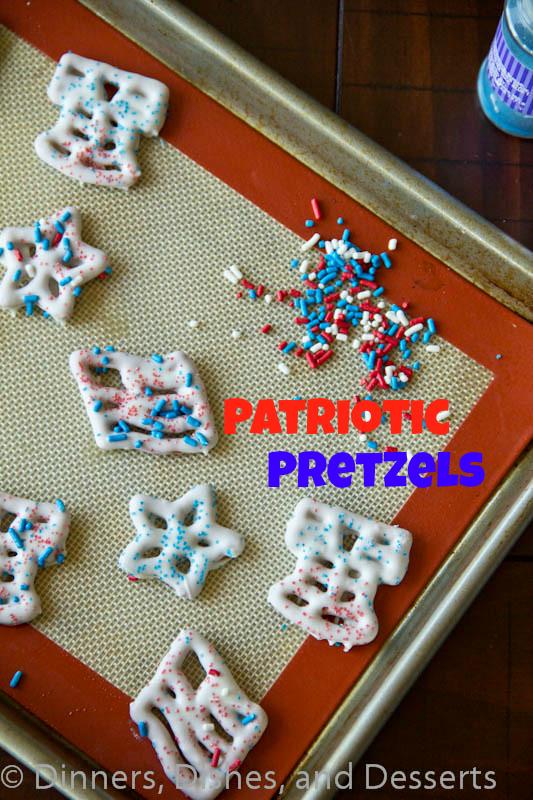 patriotic pretzels on a pan