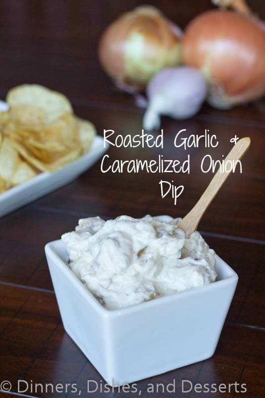 Roasted Garlic & Caramelized Onion Dip - way better than any store bought dip out there!  Great for chips, veggies, or just about anything!