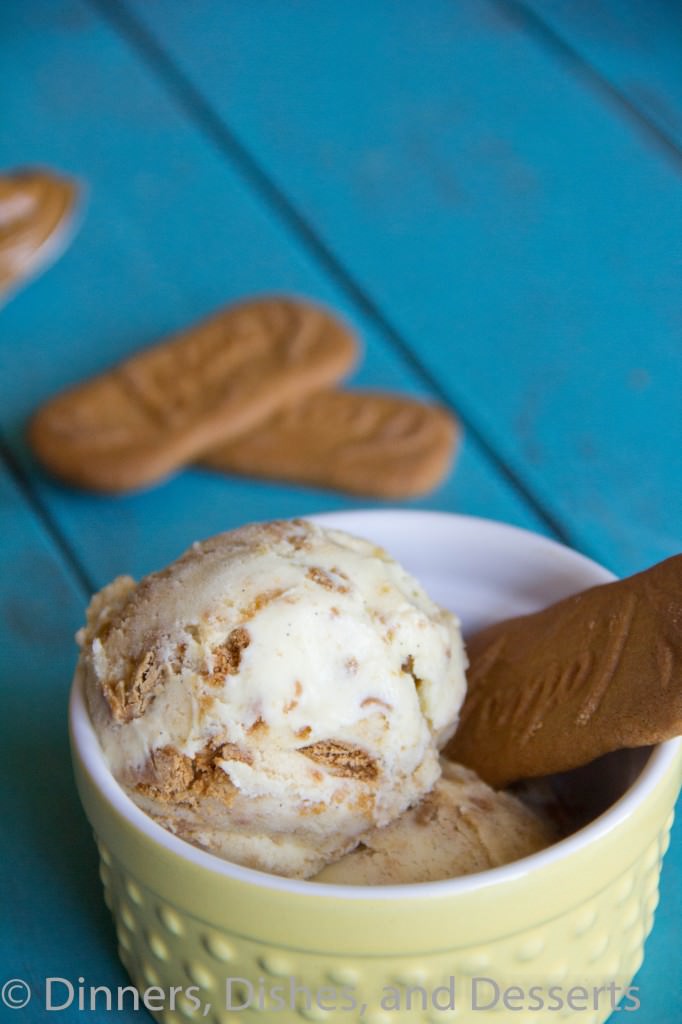 biscoff ice cream in a bowl