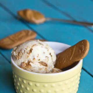 biscoff ice cream in a bowl